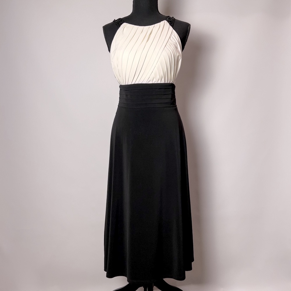New! Jessica Howard Sleeveless Special Occasion Cocktail Party Dress Black&Ivory